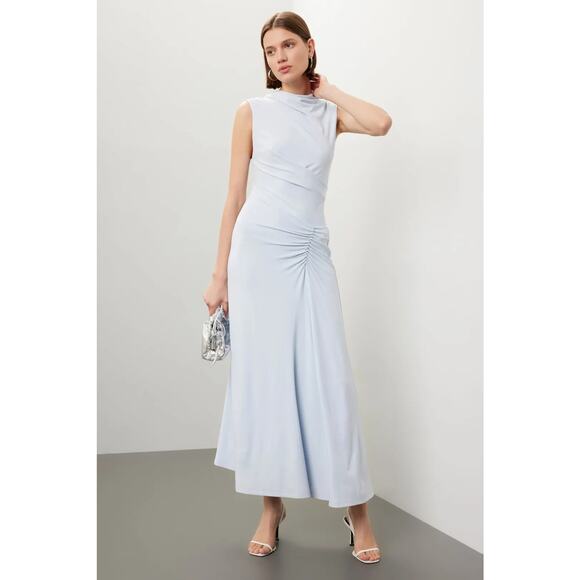 Simkhai Acacia Dress Blue Haze Jersey Maxi Gathered Waist Sleeveless Sz L
